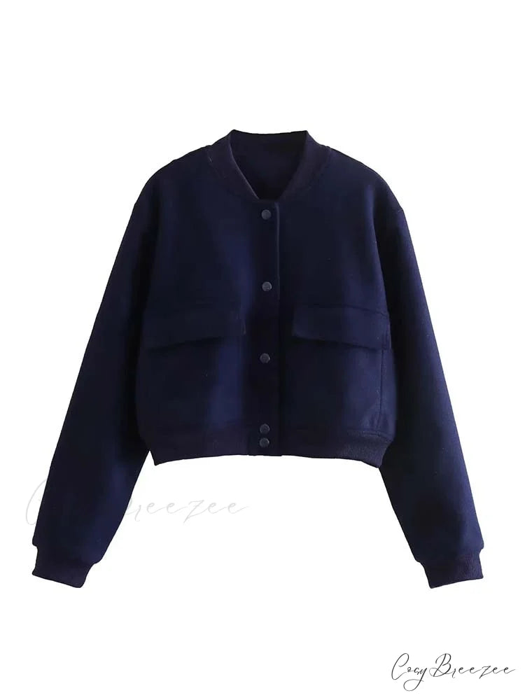 ADANNA Elegant BOMBER JACKET Dark blue / S