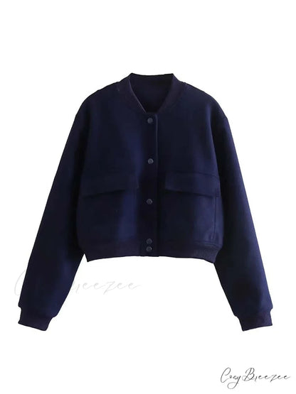 ADANNA Elegant BOMBER JACKET Dark blue / S