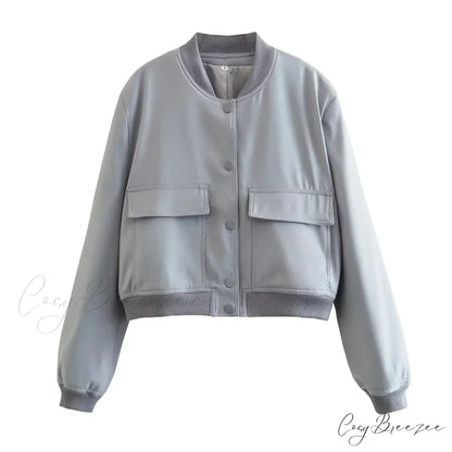ADANNA Elegant BOMBER JACKET Grey / S