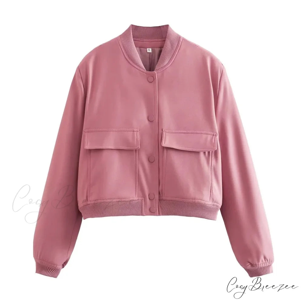 ADANNA Elegant BOMBER JACKET Pink / S