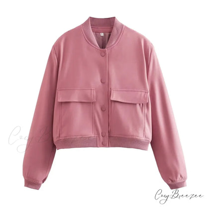 ADANNA Elegant BOMBER JACKET Pink / S