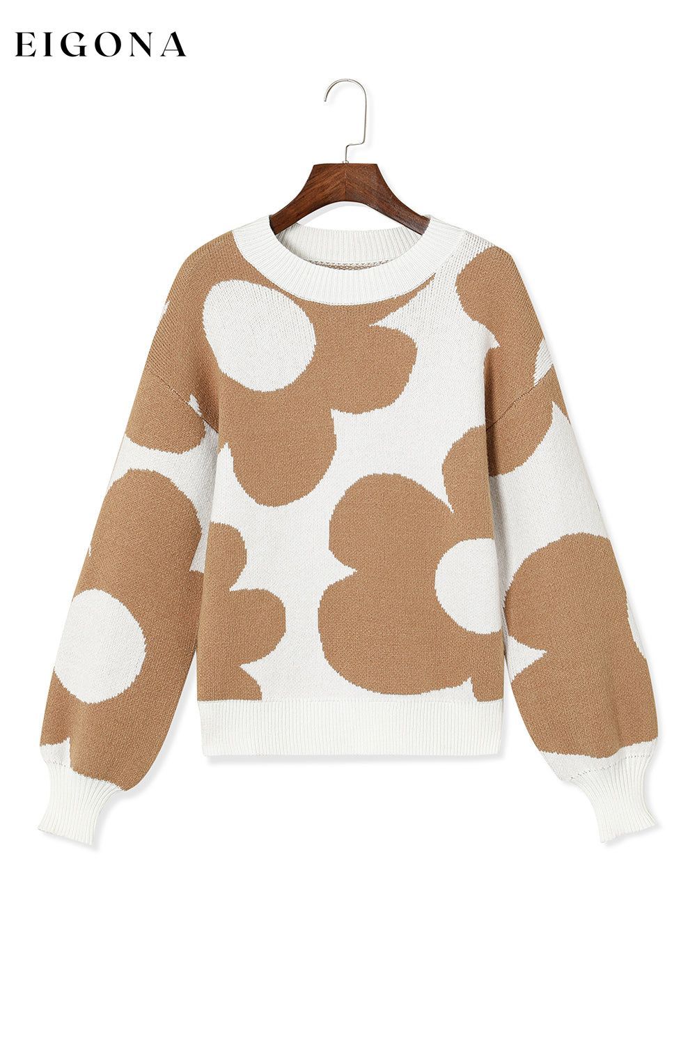 Cosybreezee - Big Flower Pattern Drop Shoulder Sweater