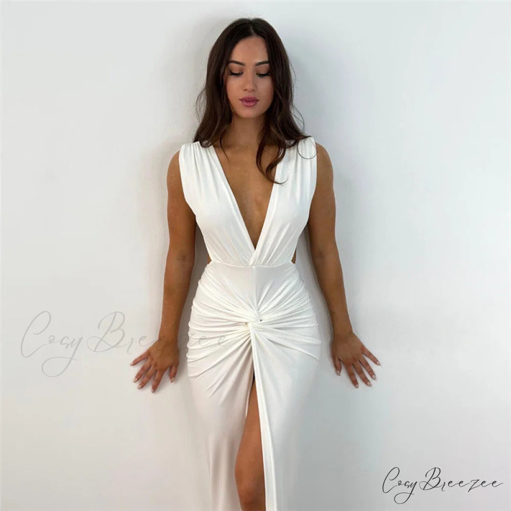 Addie Formal High Charming Slit Wrap Dress