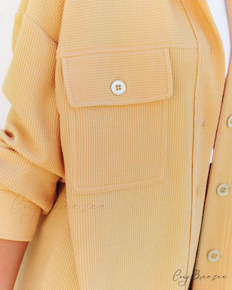 Addyson Yellow Button Down Knit Shacket