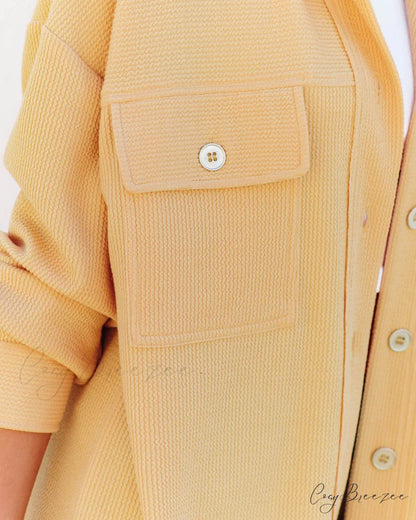 Addyson Yellow Button Down Knit Shacket
