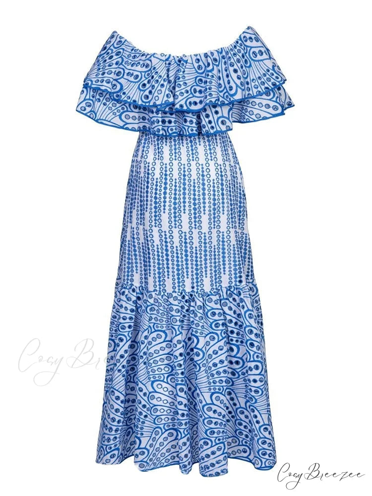 ADEEN Elegant MAXI DRESS Blue / S