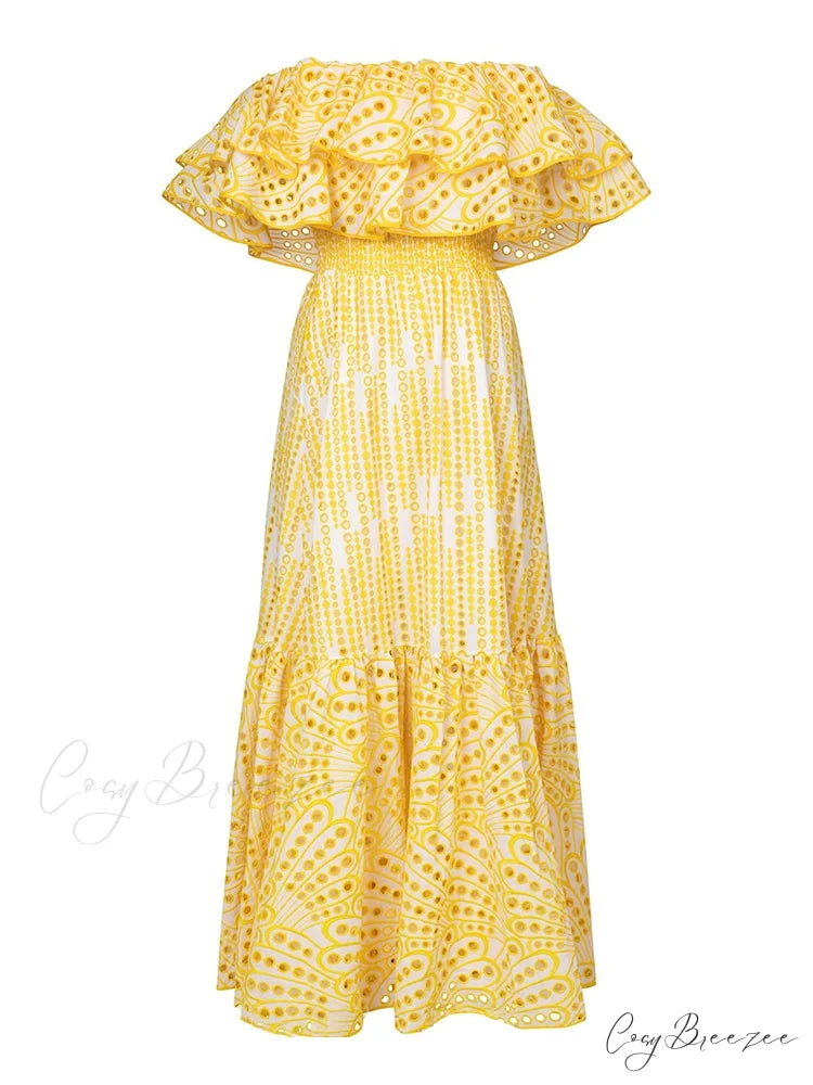 ADEEN Elegant MAXI DRESS Yellow / S