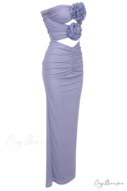 Adela Blue Strapless Charming Cut Out Dress