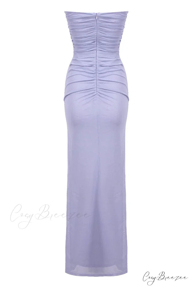 Adela Blue Strapless Charming Cut Out Dress