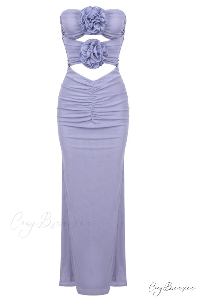Adela Blue Strapless Charming Cut Out Dress XS / Purple