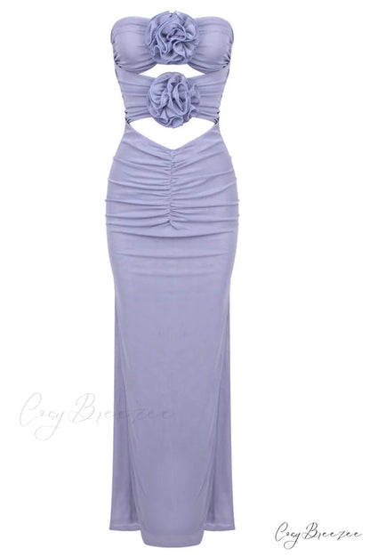 Adela Blue Strapless Charming Cut Out Dress XS / Purple