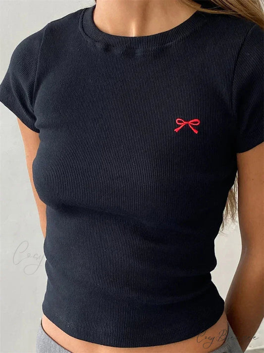 ADELAIDE Elegant T-SHIRT Black / S
