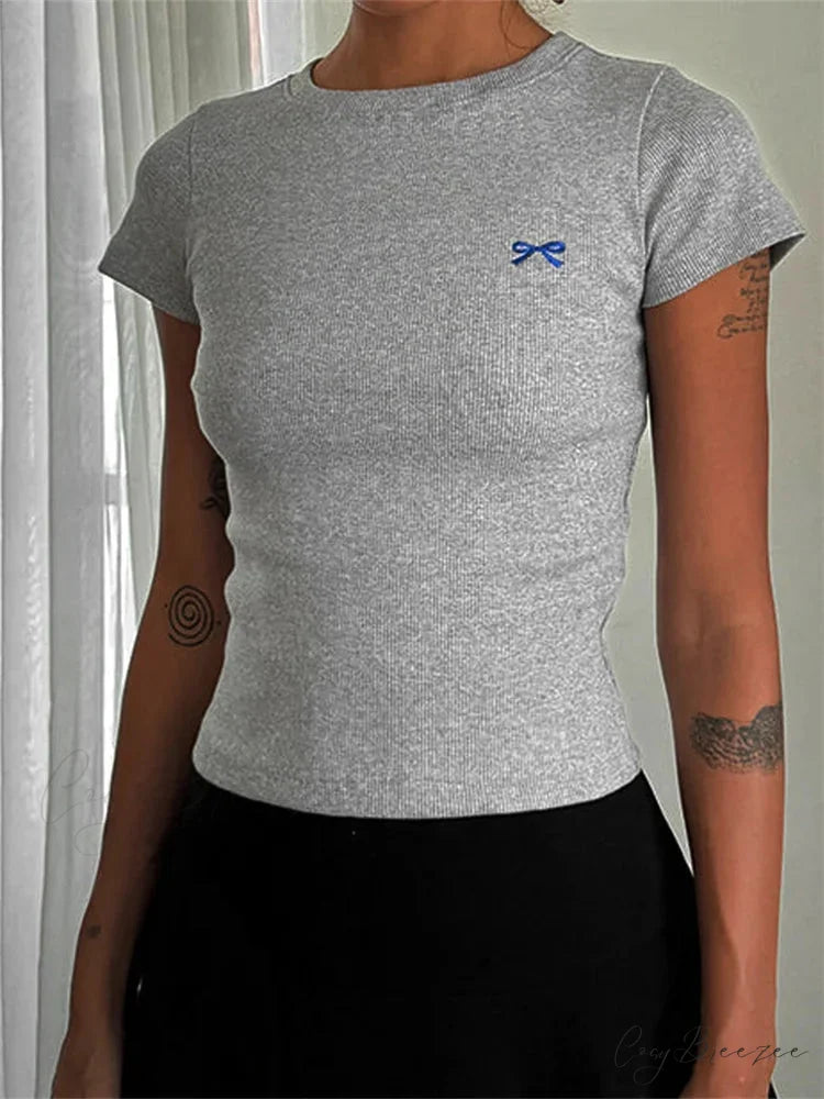 ADELAIDE Elegant T-SHIRT Grey / S