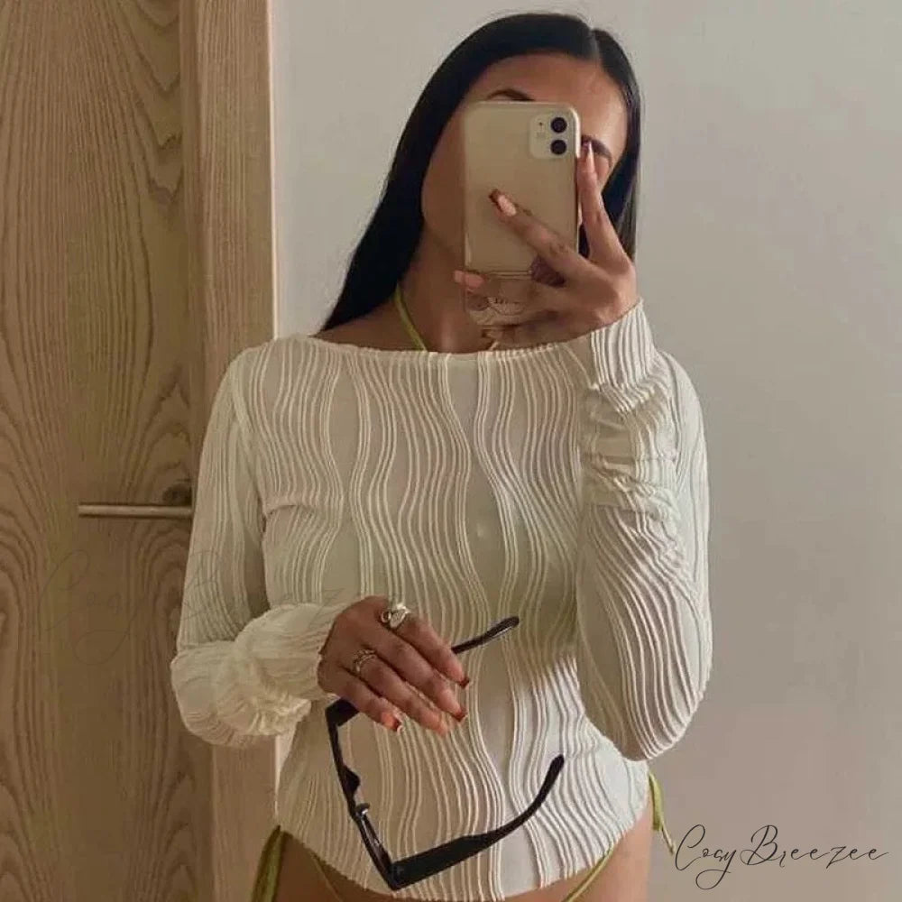 ADEN Elegant KNITTED TOP White / L