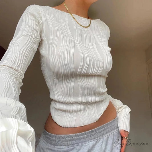 ADEN Elegant KNITTED TOP White / S