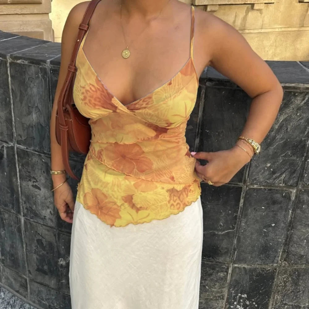 Adjustable Ruffled Backless Crop Top gold / S croptop-250223