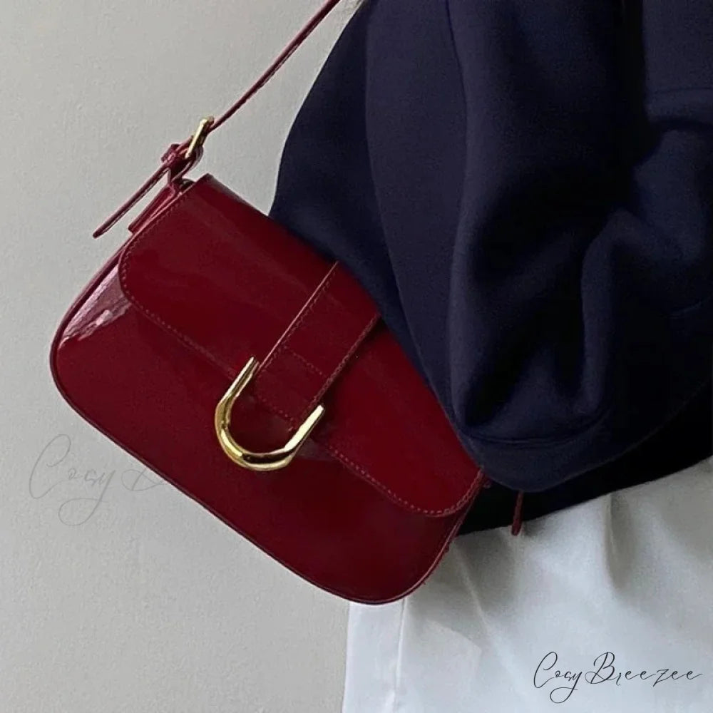 Adjustable Strap Patent Leather Satchel shoulder-250126