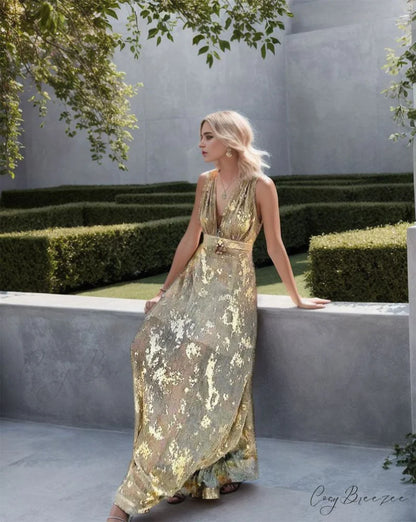 Adley Formal Floral Charming Foiled Mini Dress