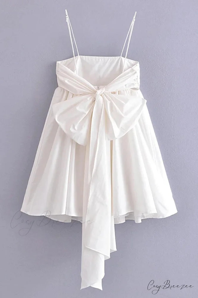 Adorable Charm Bow Trendy Back Mini Dress