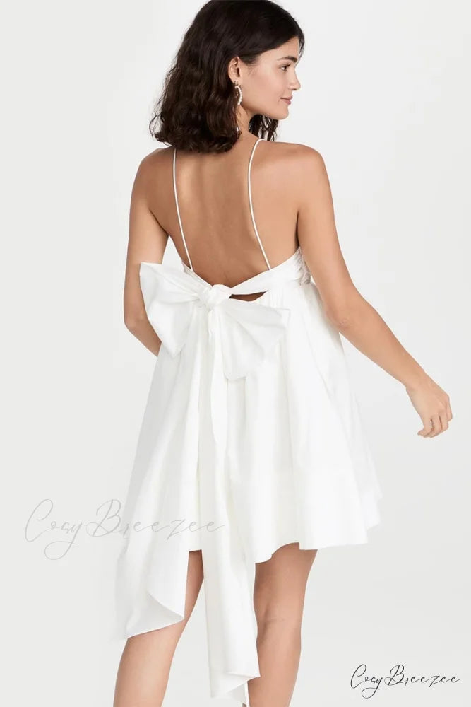 Adorable Charm Bow Trendy Back Mini Dress