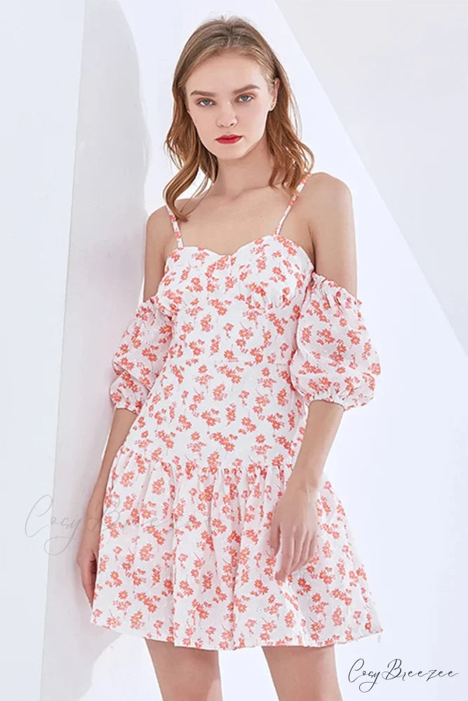 Adorable Charm Graceful Floral Mini Dress Orange / XS