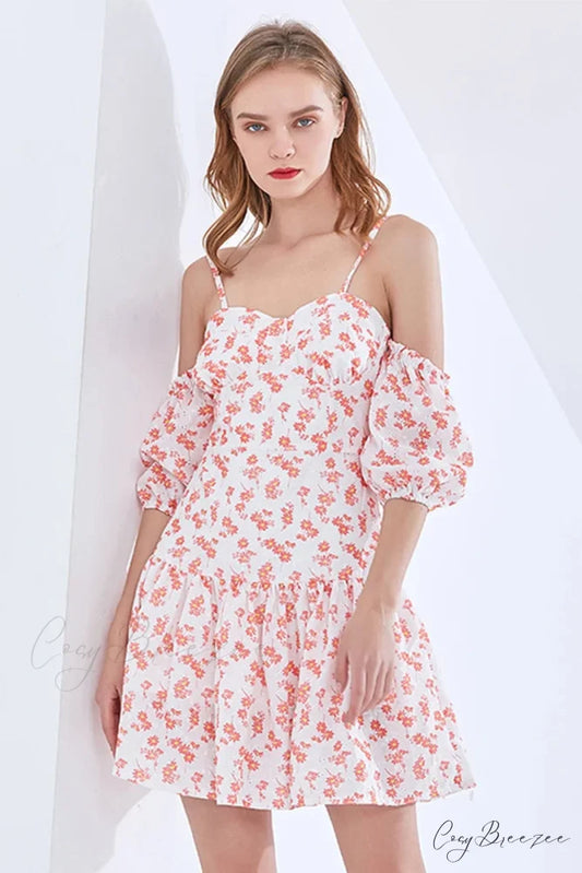 Adorable Charm Graceful Floral Mini Dress Orange / XS