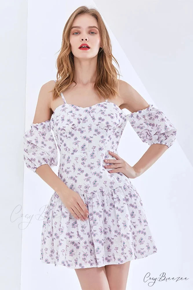 Adorable Charm Graceful Floral Mini Dress Purple / XS