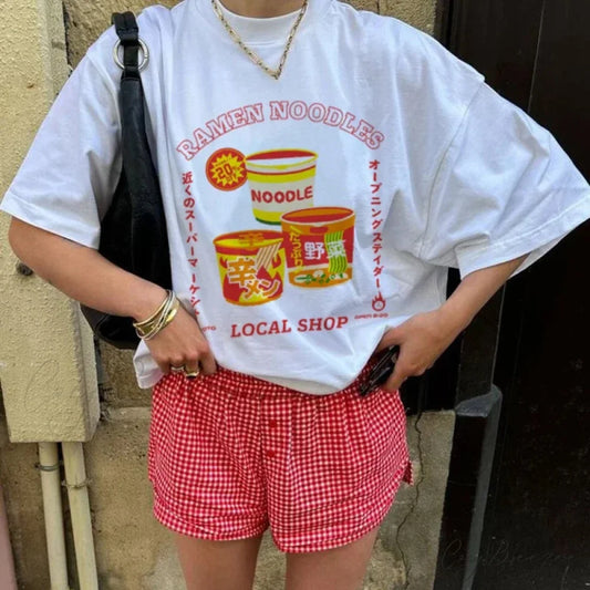 Adorable Japanese Ramen Print Tee WHITE / S t-shirt-250223