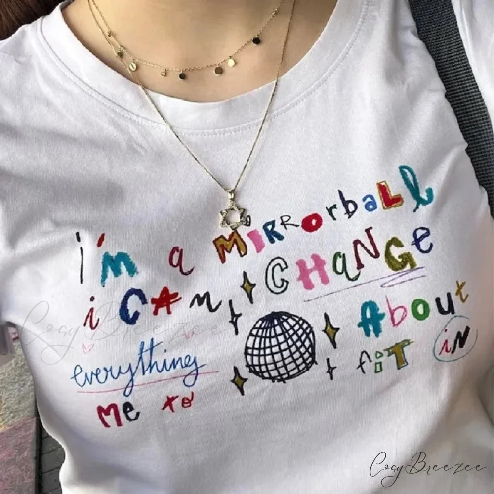 Adorable Letter Pattern Crop Fit Tee t-shirt-250223