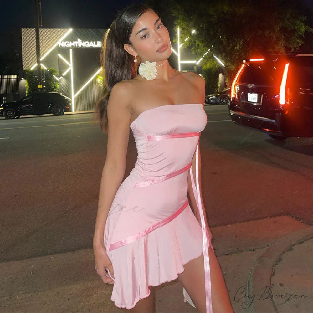 Adorable Ruffle Long Sleeve Ruched Classic Off Shoulder Crop Top - White M / Pink