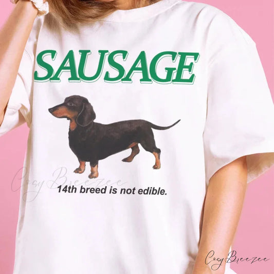 Adorable Sausage Dog Amusing Tee WHITE / S t-shirt-250223