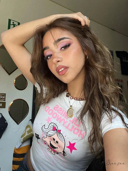 Adorable Short Sleeve Crop Fit Tee t-shirt-250223