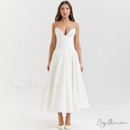 Adriana Midi A-Line Charming Strapless Corset Dress
