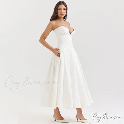 Adriana Midi A-Line Charming Strapless Corset Dress