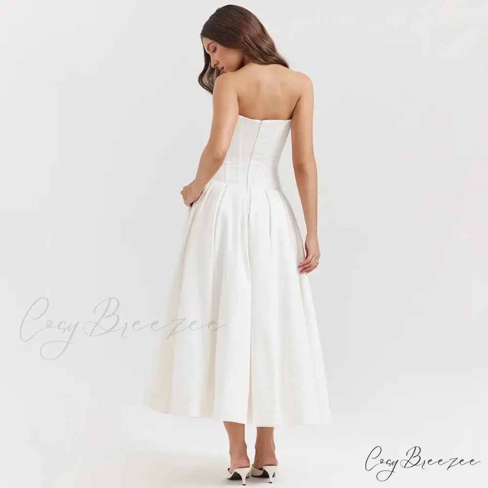 Adriana Midi A-Line Charming Strapless Corset Dress