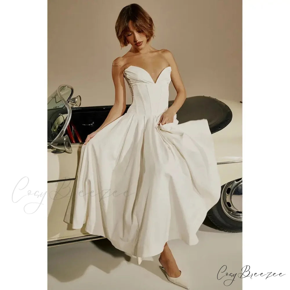 Adriana Midi A-Line Charming Strapless Corset Dress