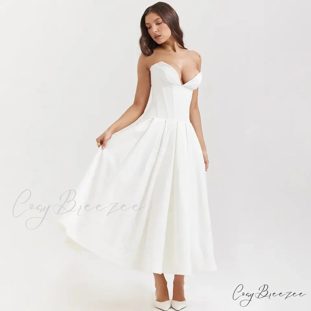 Adriana Midi A-Line Charming Strapless Corset Dress