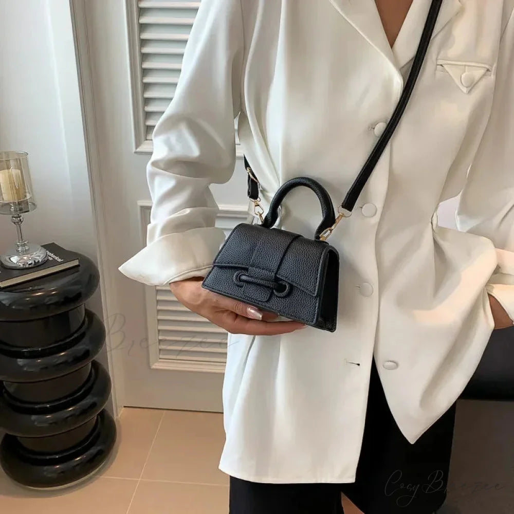 Advanced Solid Shoulder Clutch Mini Purse Handbag Black handbag-250126