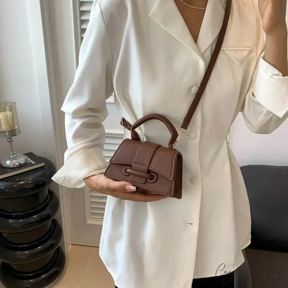 Advanced Solid Shoulder Clutch Mini Purse Handbag Coffee handbag-250126