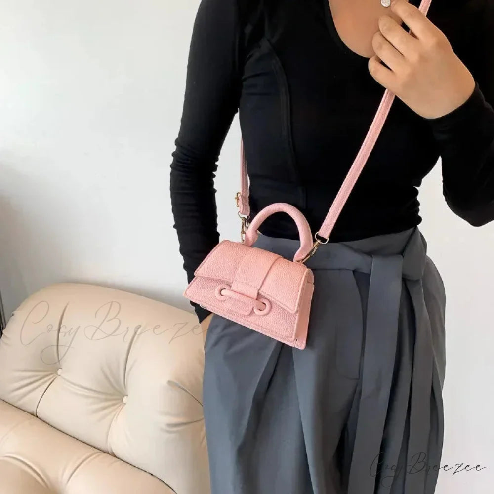 Advanced Solid Shoulder Clutch Mini Purse Handbag Pink handbag-250126