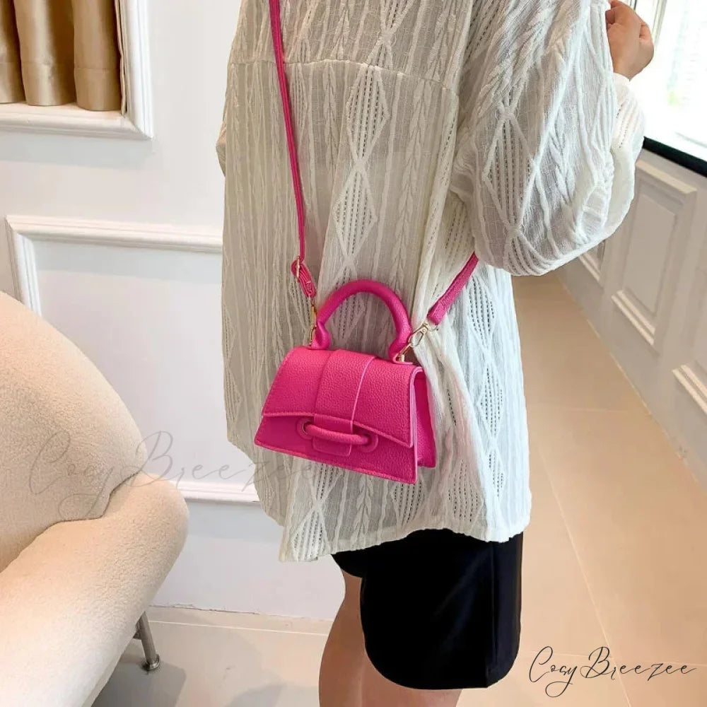 Advanced Solid Shoulder Clutch Mini Purse Handbag Rose handbag-250126