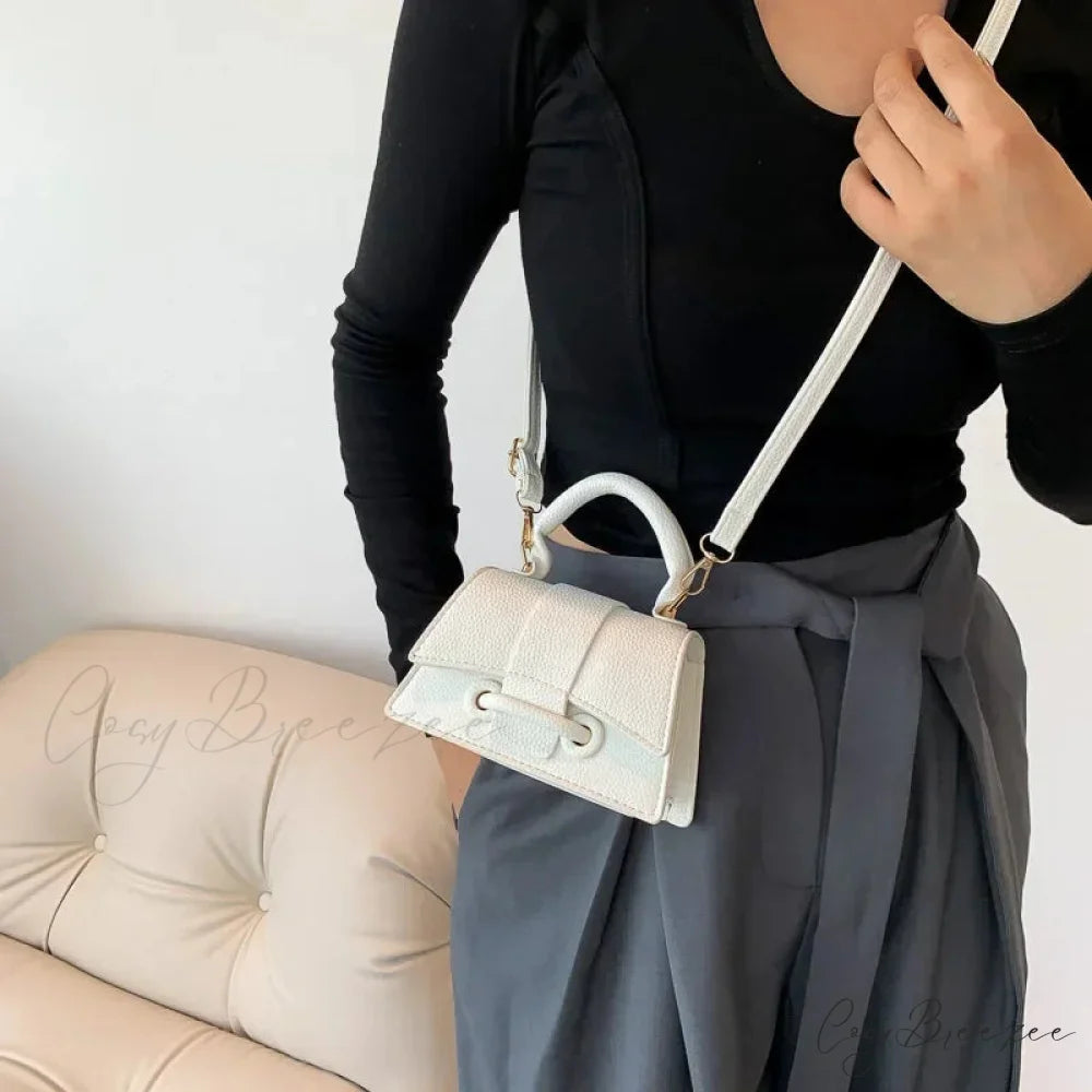 Advanced Solid Shoulder Clutch Mini Purse Handbag White handbag-250126
