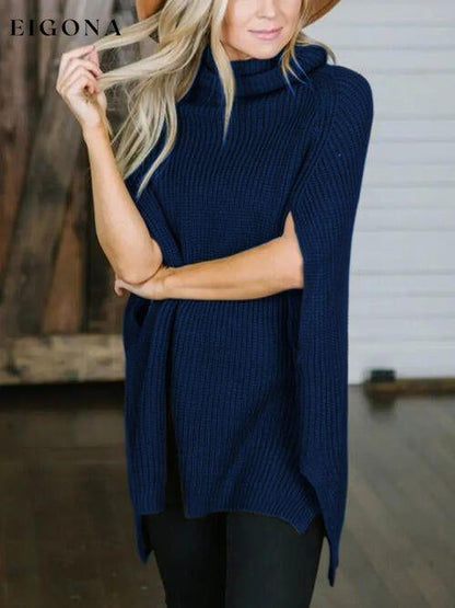 Cosybreezee - Turtleneck Slit Sleeveless Sweater