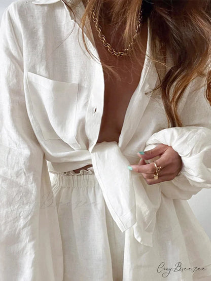 Aegean Two Piece Trendy Double Lined Shorts Set