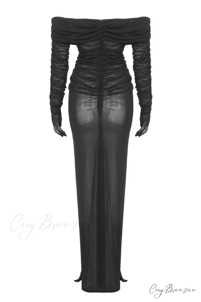 Afanen Bustier Stylish Ruched Mesh Dress