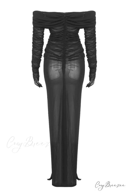 Afanen Bustier Stylish Ruched Mesh Dress
