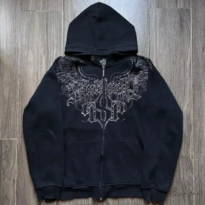 Affliction Gothic Skull Zipper Hoodie black 2 / S hoodies-241228