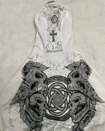 Affliction Gothic Skull Zipper Hoodie hoodies-241228