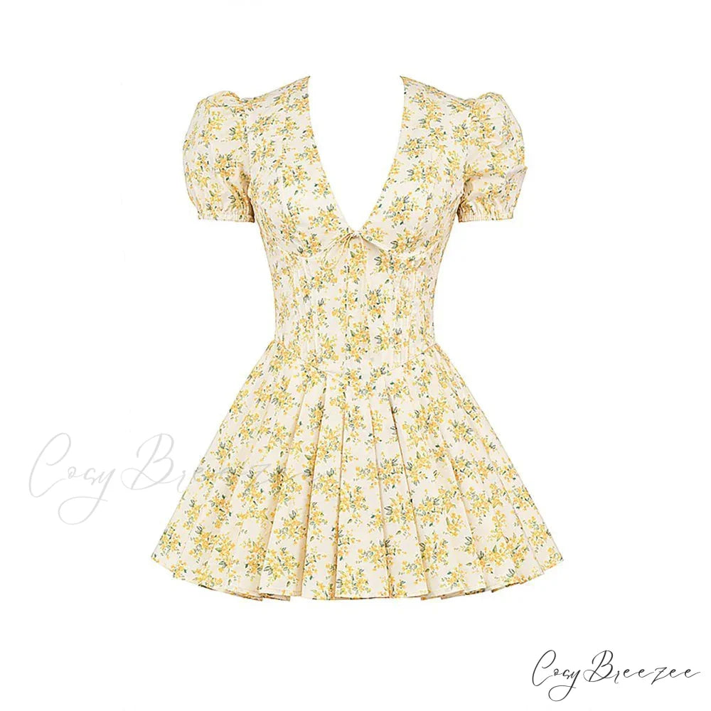 AGATHA Elegant MINI DRESS Yellow / XS