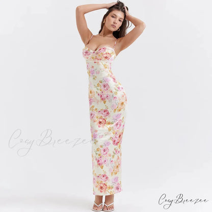 Agness Floral Stylish Maxi Bodycon Dress Floral / M